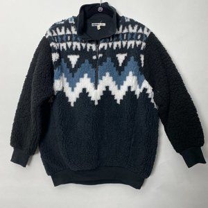 NEW EXPRESS ONE ELEVEN QUARTER ZIP OVERSIZE SHERPA SWEATSHIRT TOP SMALL